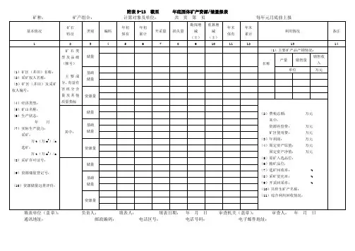矿产资源储量报表