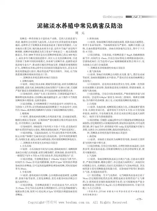 泥鳅淡水养殖中常见病害及防治