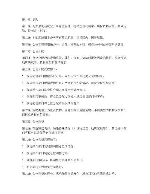 货运航空公司仓位管理制度