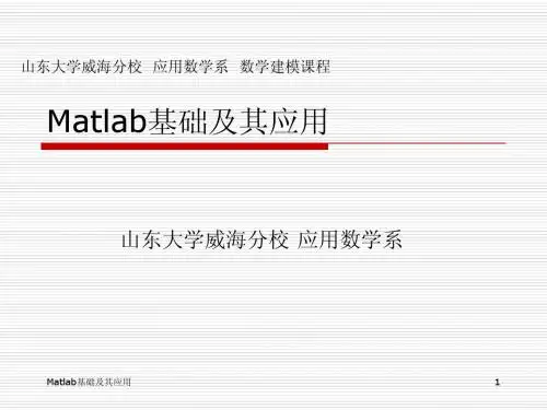MATLAB basics姜启源《数学模型》第三版课件