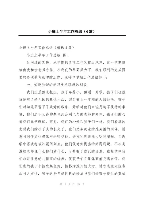 小班上半年工作总结(4篇)