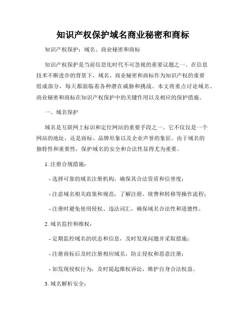 知识产权保护域名商业秘密和商标