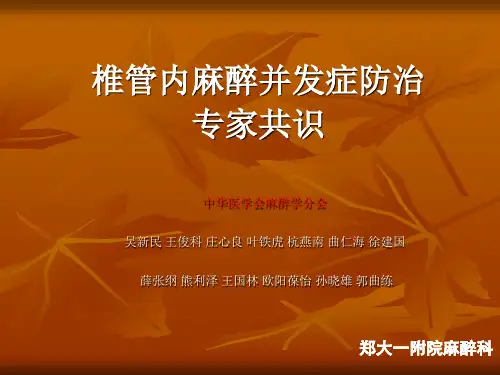 椎管内麻醉并发症专家共识ppt课件