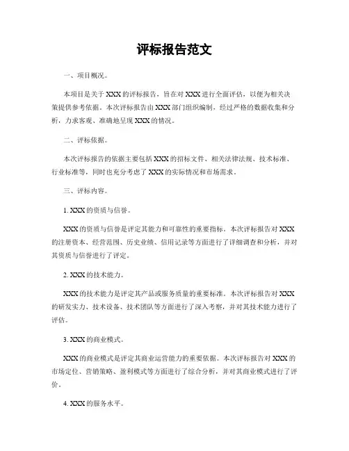 评标报告范文