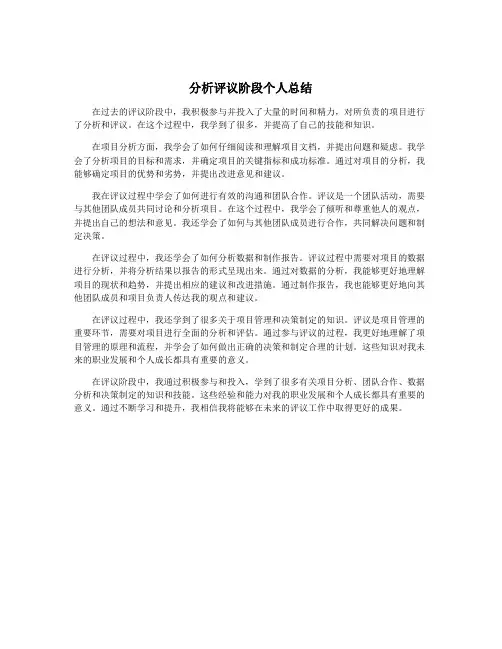 分析评议阶段个人总结