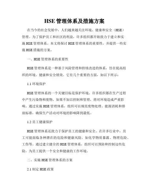 HSE管理体系及措施方案