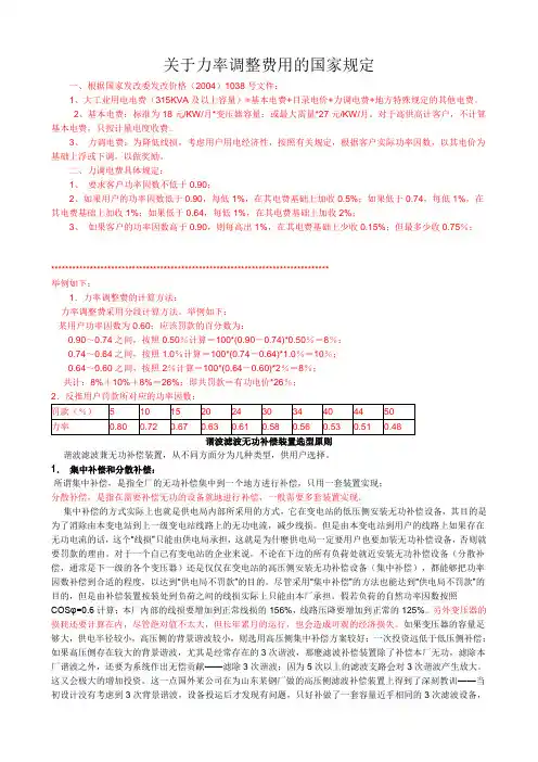 关于力率调整费用的国家规定