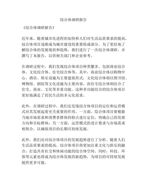综合体调研报告