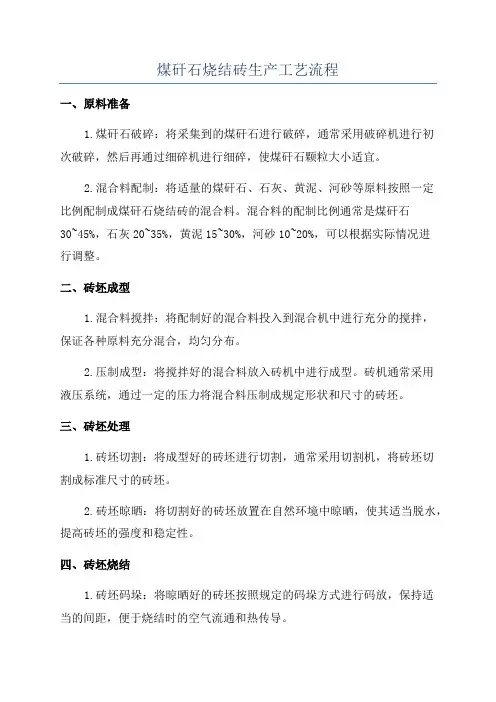 煤矸石烧结砖生产工艺流程