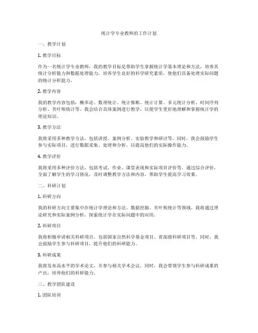 统计学专业教师的工作计划