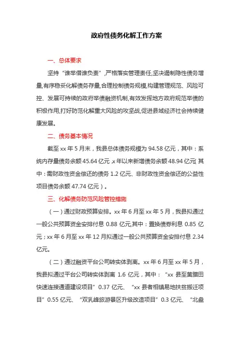 债务化解工作方案(最新)