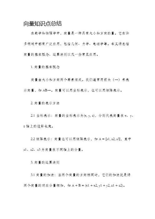 向量知识点总结