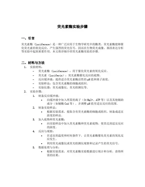 荧光素酶实验步骤