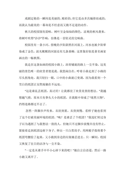最美的一幕作文800字九年级
