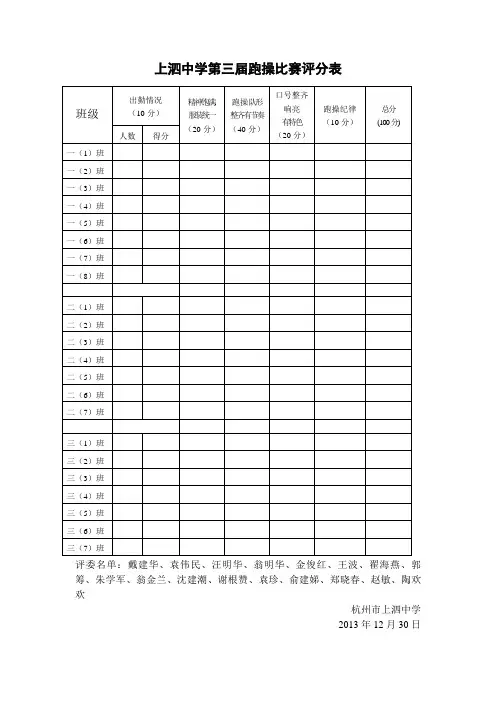 跑操评分表