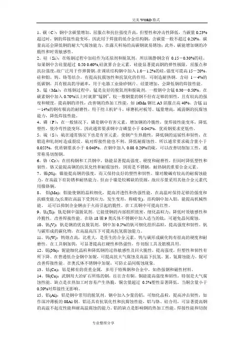 各种元素对钢材性能的影响