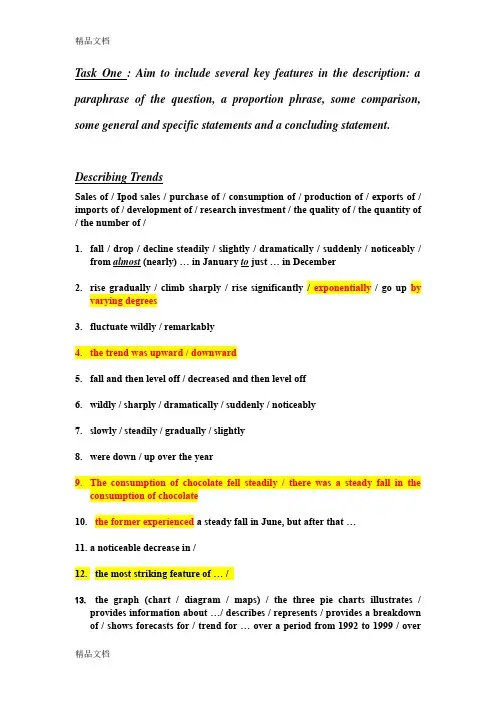 最新IELTS-Writing-Task-One-雅思写作第一部分图表描述词汇总结