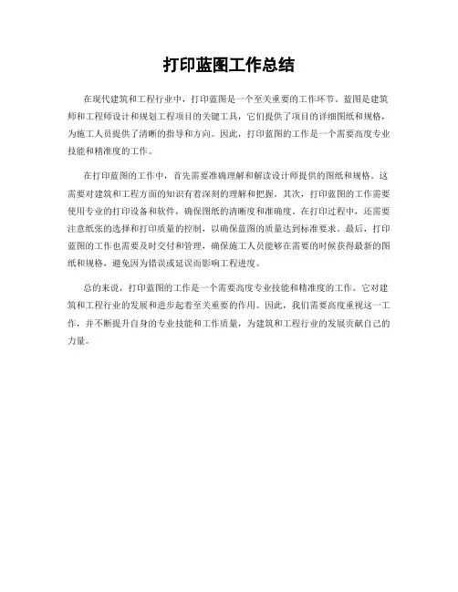 打印蓝图工作总结