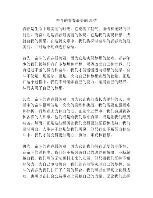 奋斗的青春最美丽 总结