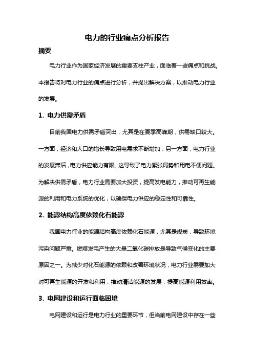 电力的行业痛点分析报告