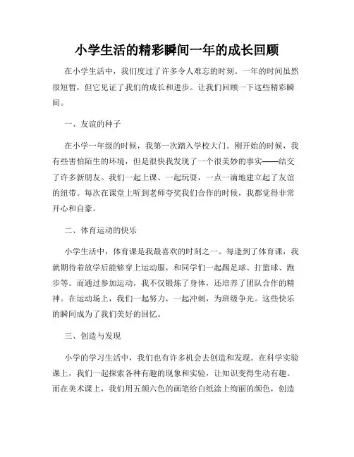 小学生活的精彩瞬间一年的成长回顾