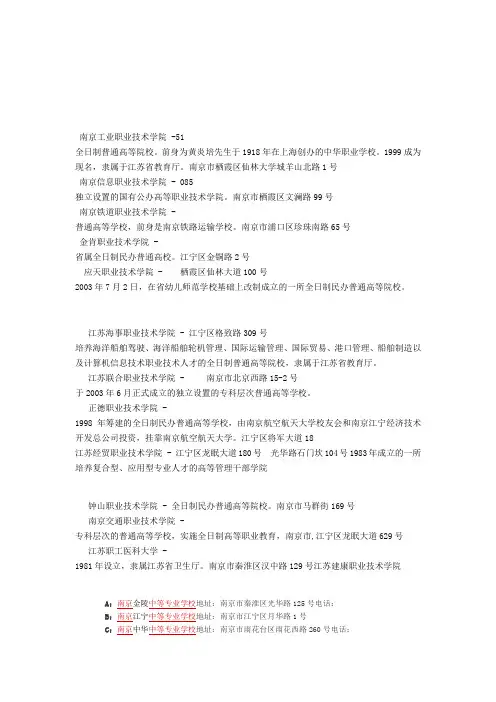 江苏大专院校