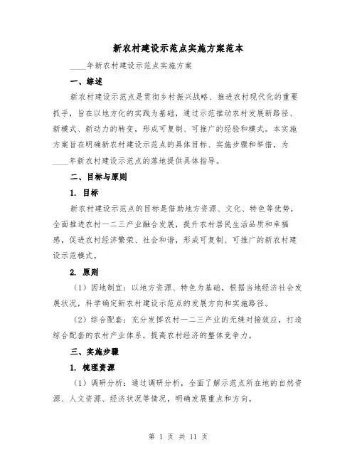 新农村建设示范点实施方案范本(三篇)