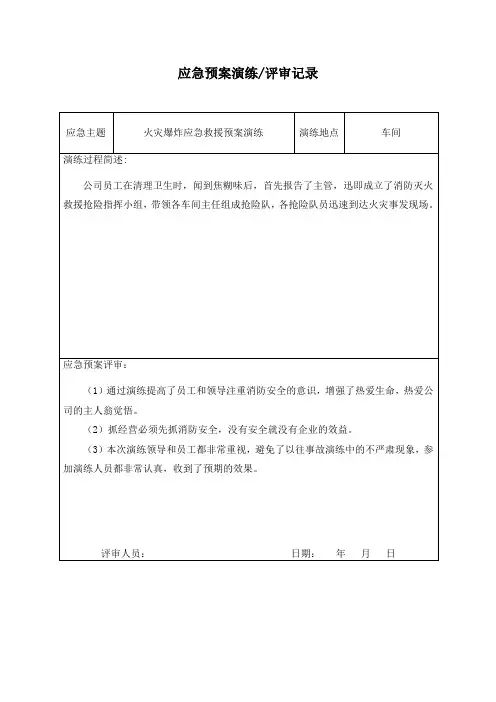 应急预案演练评审记录(样表)