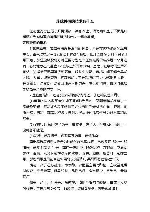 莲藕种植的技术有什么