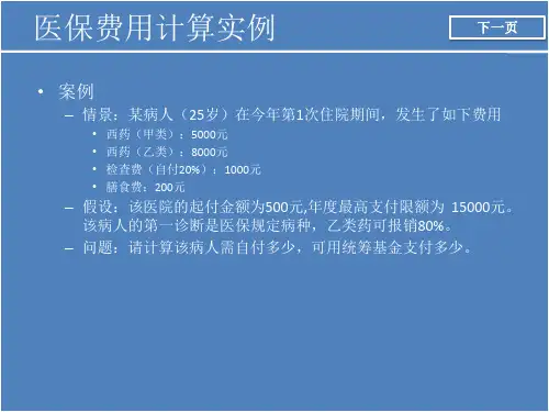 医保费用计算 医院业务知识
