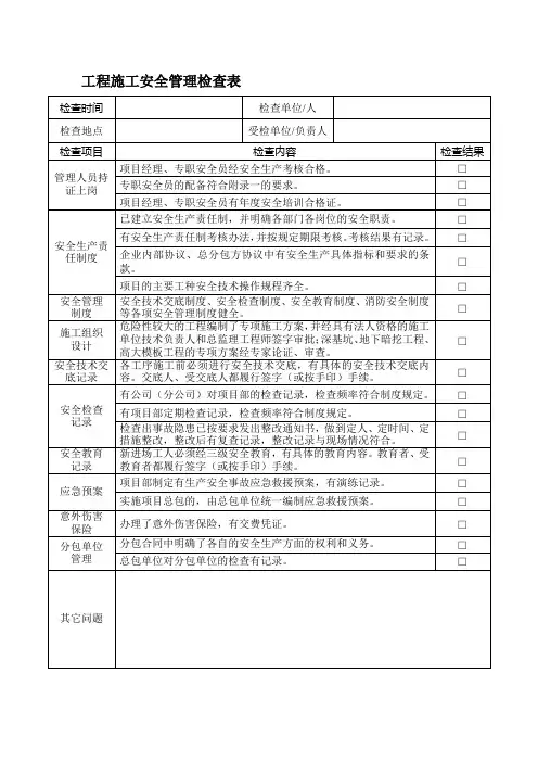 工程施工安全管理检查表[1]