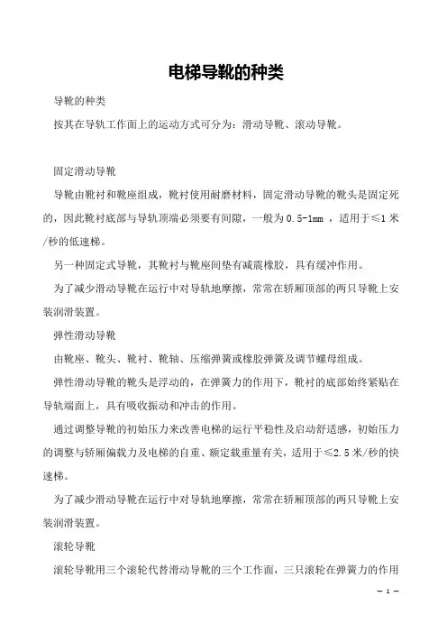 电梯导靴的种类   