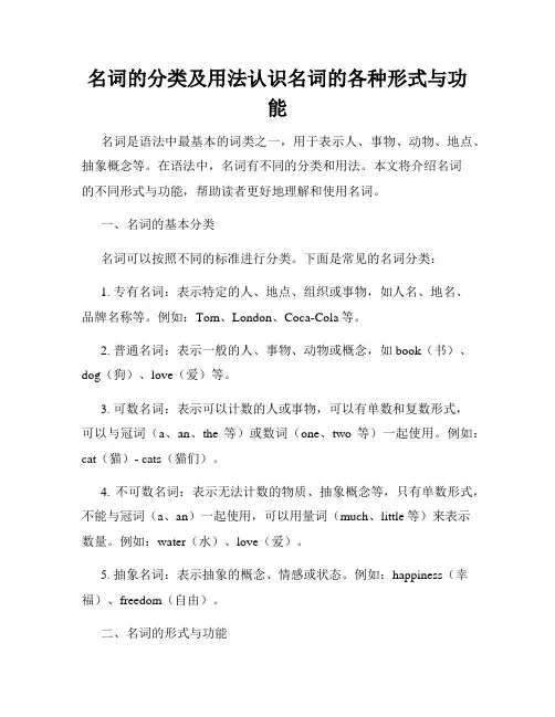 名词的分类及用法认识名词的各种形式与功能
