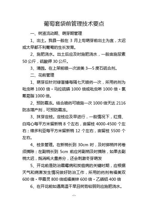 葡萄套袋前管理技术要点