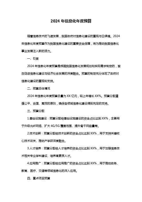 2024年信息化年度预算