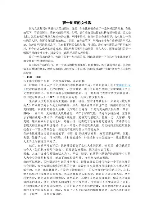 莎士比亚笔下的女性观