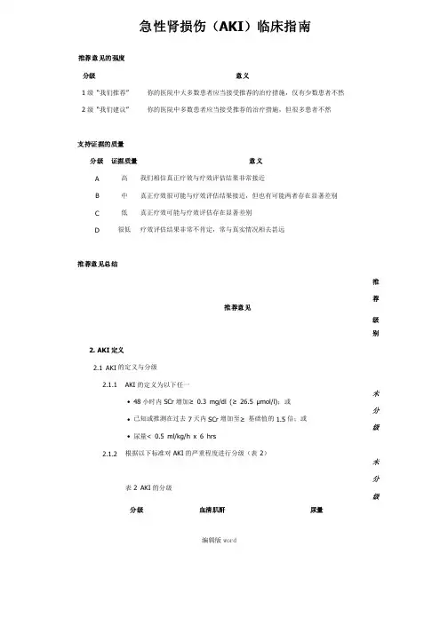 急性肾损伤临床指南中文版