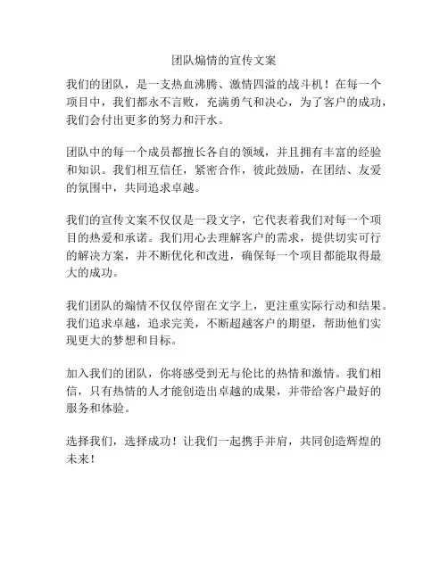 团队煽情的宣传文案