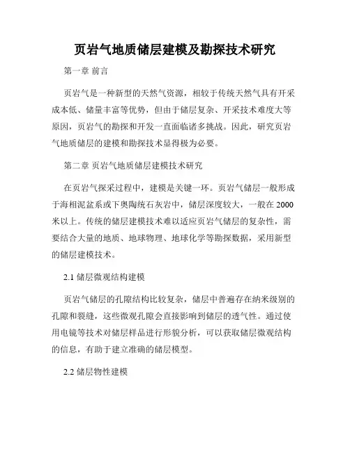 页岩气地质储层建模及勘探技术研究