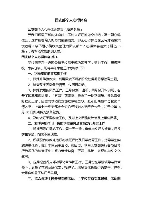 团支部个人心得体会范文（精选5篇）