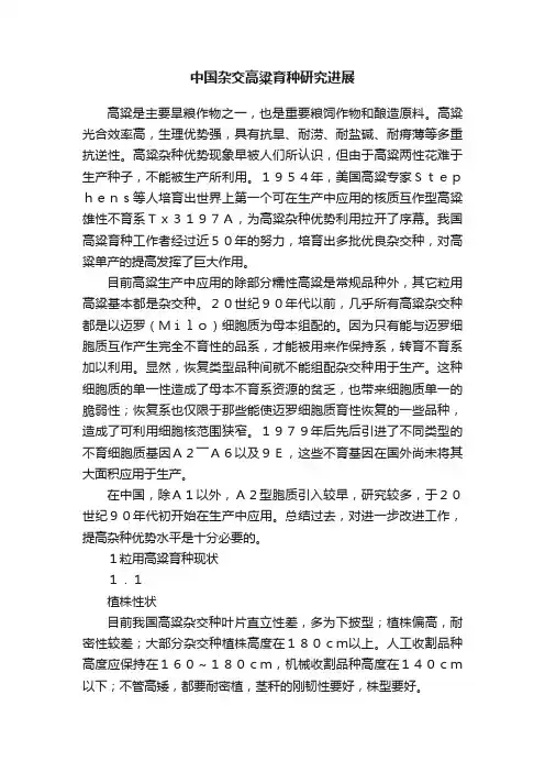 中国杂交高粱育种研究进展