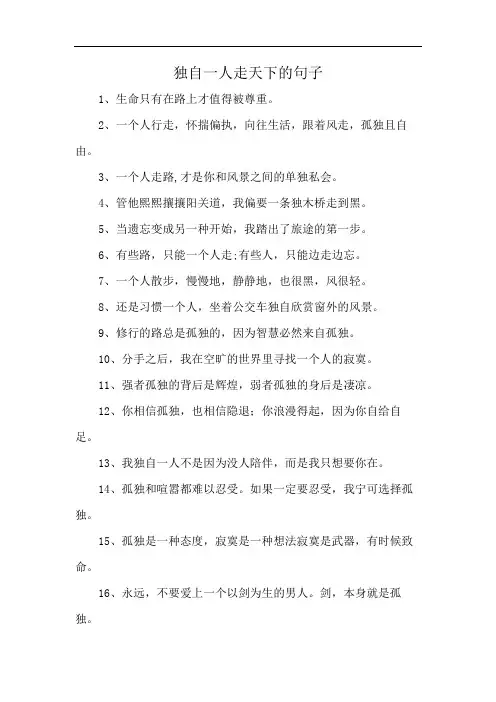 独自一人走天下的句子
