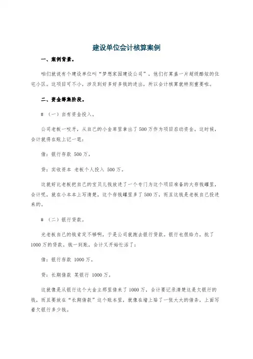 建设单位会计核算案例