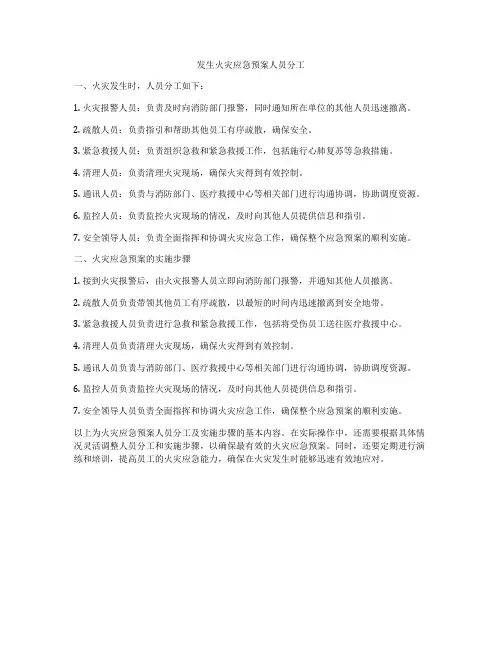 发生火灾应急预案人员分工