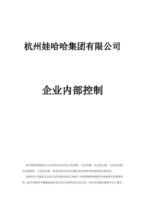 娃哈哈集团有限公司企业内部控制