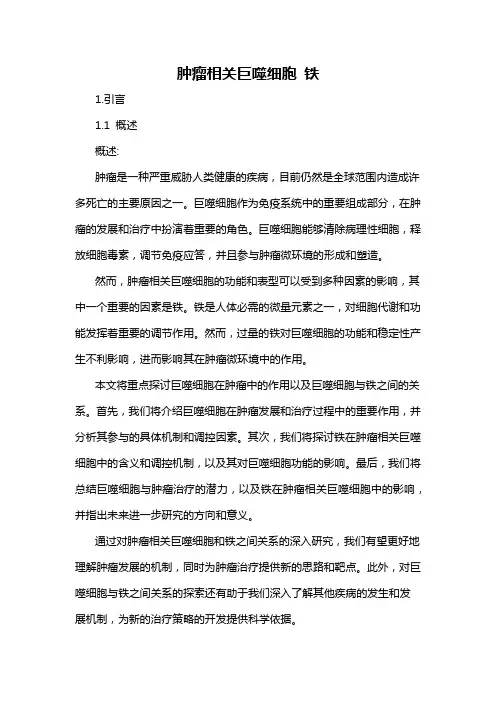 肿瘤相关巨噬细胞 铁