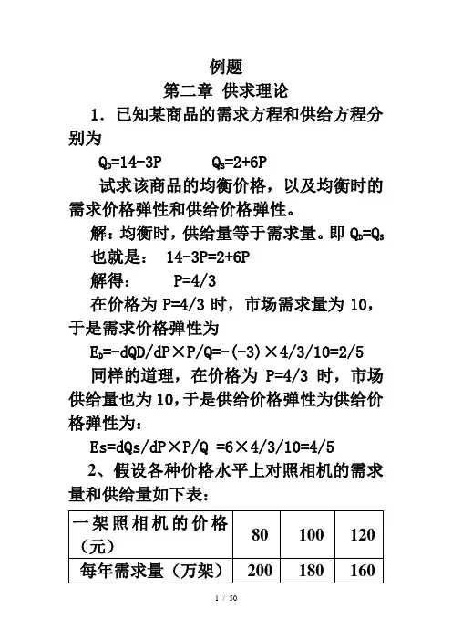 微观经济学例题解答
