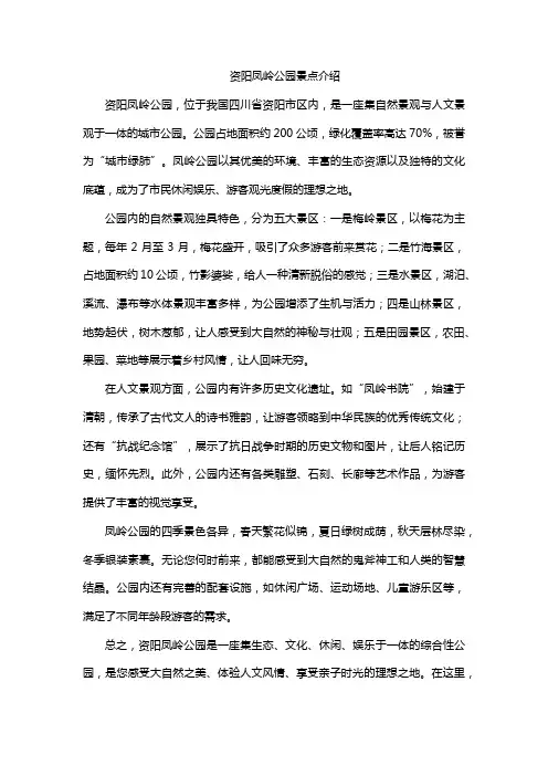 资阳凤岭公园景点介绍