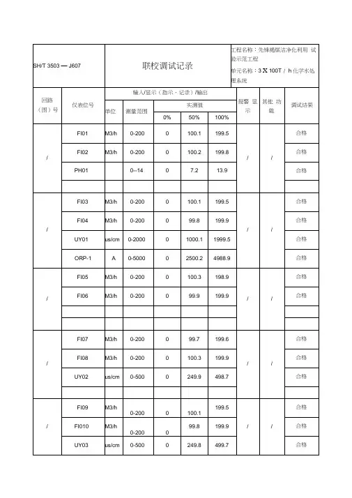 仪表联校调试记录表(格式)7.9
