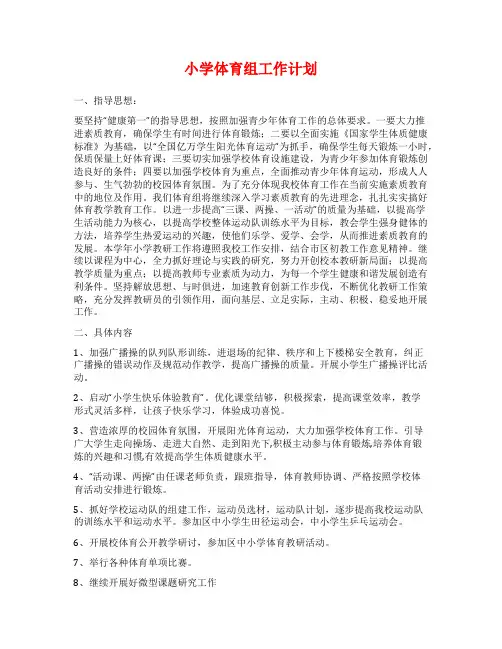 小学体育组工作计划